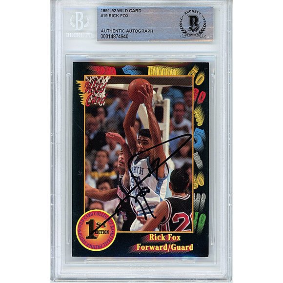 Rick Fox Signed '91-92 Wild Card Basketball Card Beckett UNC Tar Heels Autograph - Picture 1 of 4
